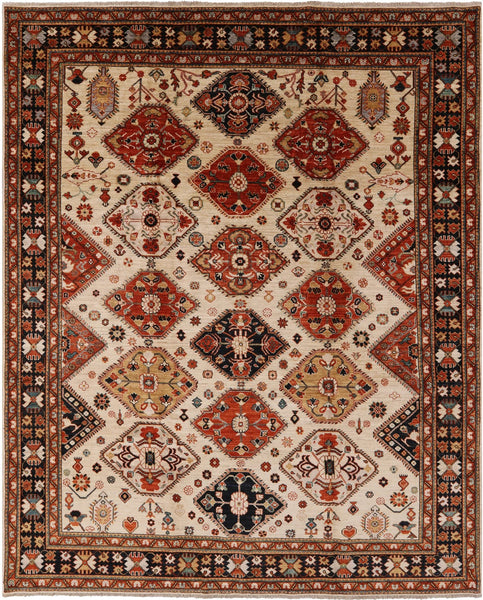 Ivory Fine Serapi Hand Knotted Rug - 8' 5" X 10' 1" - Golden Nile