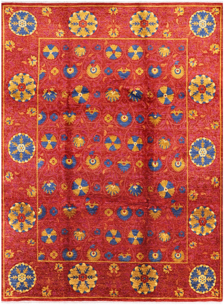 Persian Suzani 9 X 12 Hand Knotted Area Rug - Golden Nile