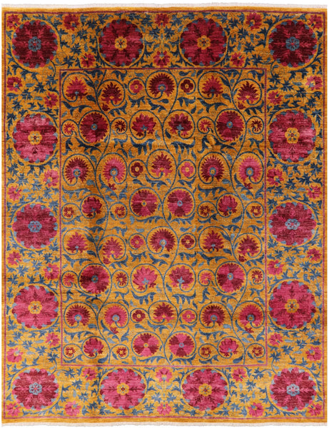 William Morris Handmade Wool Area Rug - 8' 3" X 10' 6'' - Golden Nile