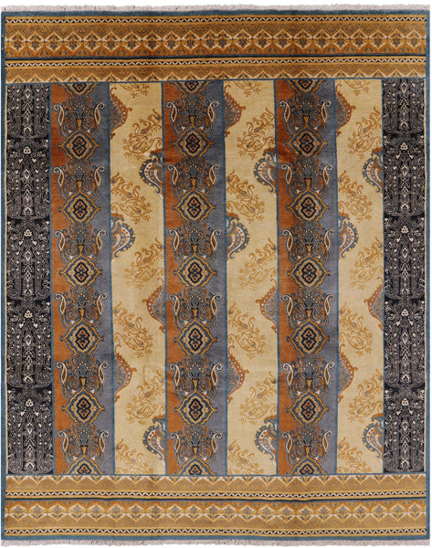 William Morris Handmade Wool Area Rug - 8' 1" X 10' 0" - Golden Nile