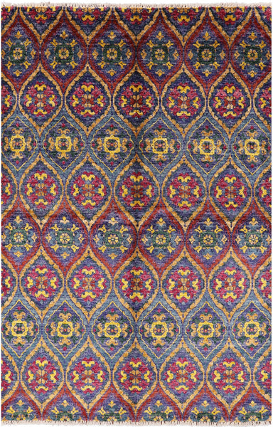 William Morris Hand Knotted Wool Area Rug - 6' 0" X 9' 1" - Golden Nile