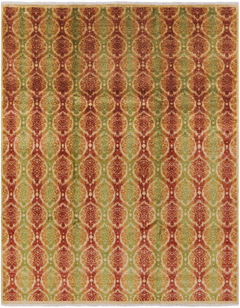Ikat Hand Knotted Wool Rug - 8' 2" X 10' 5" - Golden Nile