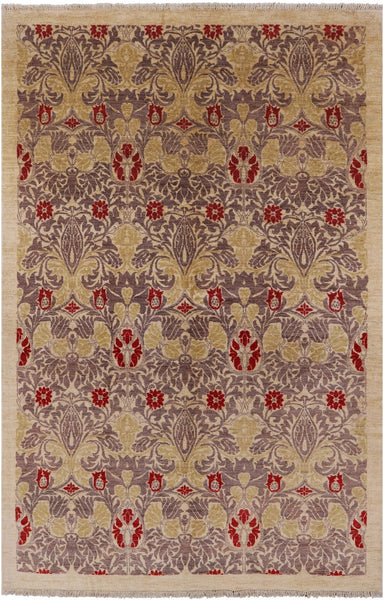 William Morris Hand Knotted Wool Area Rug - 5' 10" X 9' 1" - Golden Nile