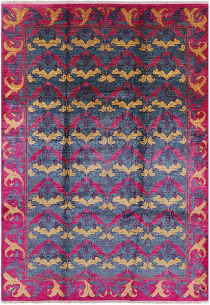 Blue William Morris Handmade Area Rug - 8' 9" X 12' 6" - Golden Nile