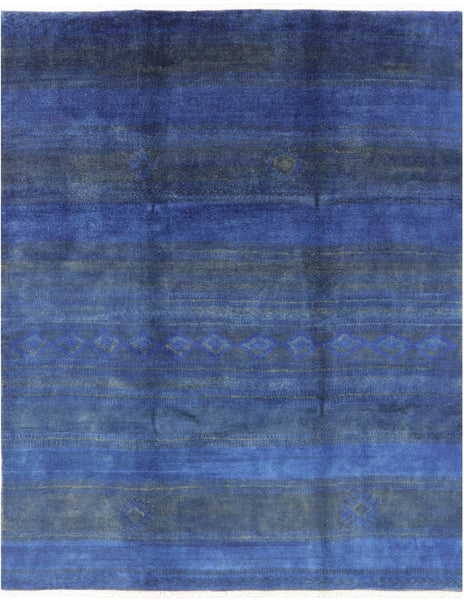 Blue Moroccan Hand Knotted Area Rug - 8' 10" X 11' 1" - Golden Nile