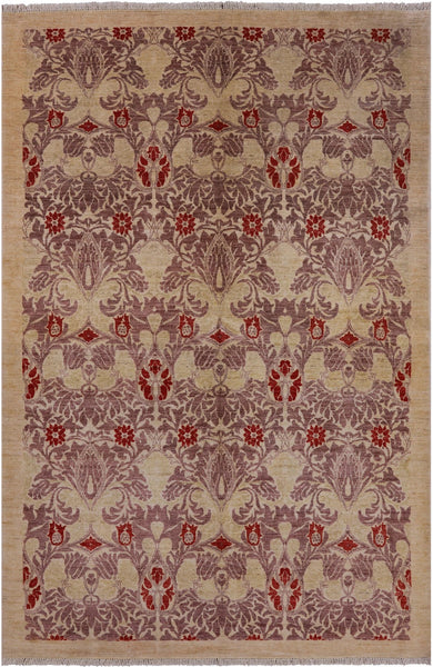 William Morris Hand Knotted Wool Area Rug - 6' 1" X 9' 1" - Golden Nile