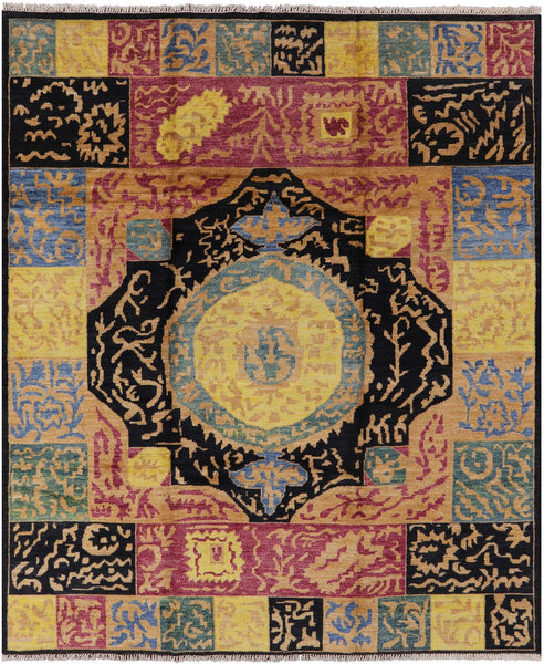 Persian Gabbeh Hand Knotted Wool Rug - 8' 4" X 9' 9" - Golden Nile