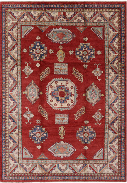 Red Kazak Hand Knotted Wool Rug - 8' 4" X 12' 0" - Golden Nile