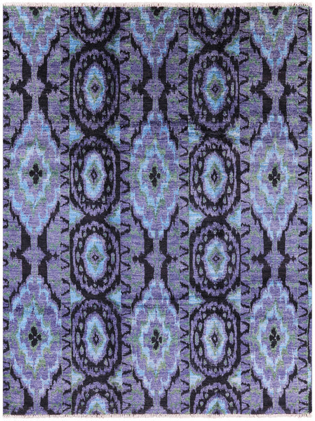 Ikat Hand Knotted Wool Rug - 7' 10" X 10' 4" - Golden Nile