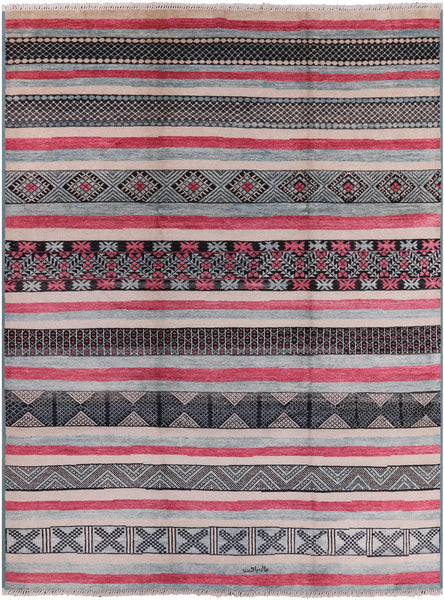 Signed Tribal Moroccan Handmade Wool Rug - 9' 5" X 12' 3" - Golden Nile