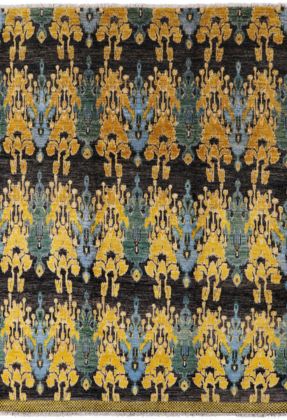 Ikat Hand Knotted Area Rug - 8' 10" X 12' 4" - Golden Nile