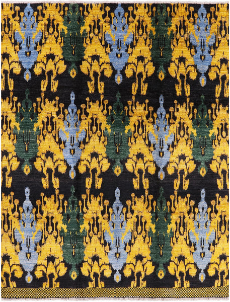 Ikat Hand Knotted Wool Area Rug - 7' 10" X 10' 0" - Golden Nile