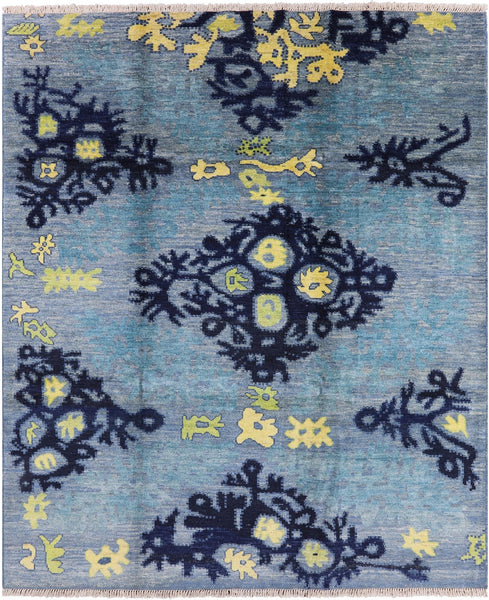 Ikat Hand Knotted Wool Area Rug - 8' 4" X 10' 0" - Golden Nile