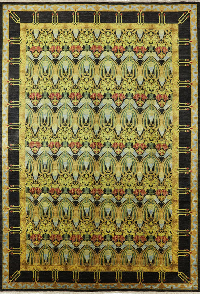 William Morris Handmade Wool Area Rug - 9' 10" X 14' 1" - Golden Nile