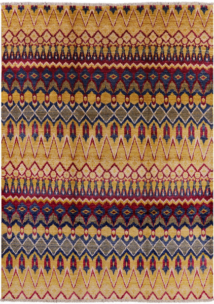 Ikat Handmade Wool Area Rug - 8' 10" X 12' 3" - Golden Nile