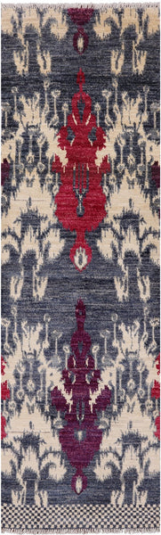 Ikat Handmade Wool Runner Rug - 2' 6" X 8' 3" - Golden Nile