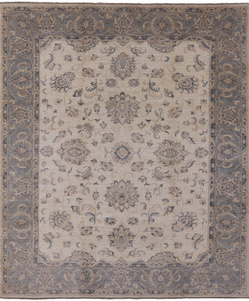 Ivory Peshawar Handmade Wool Rug - 8' 4" X 9' 10" - Golden Nile