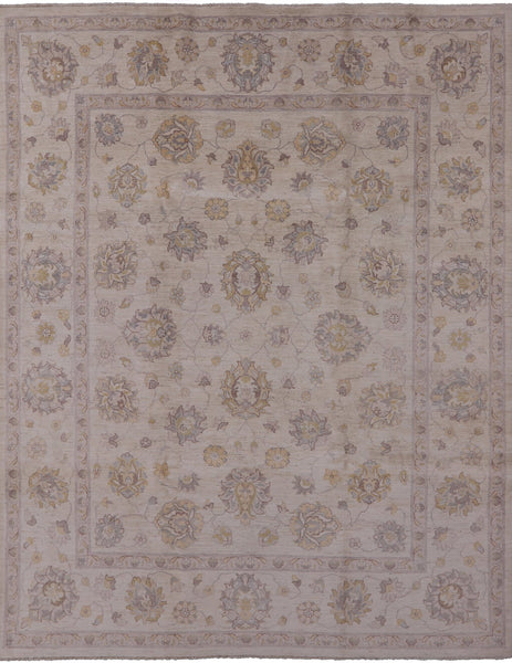 Ivory Peshawar Washed Out Handmade Wool Rug - 8' 2" X 10' 1" - Golden Nile