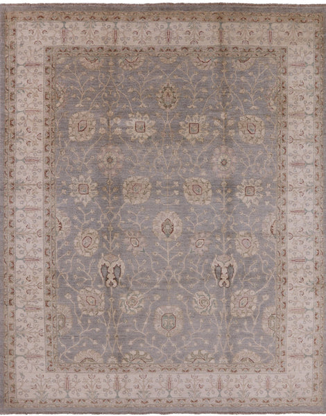 Grey Peshawar Hand Knotted Wool Rug - 8' 3" X 10' 2" - Golden Nile