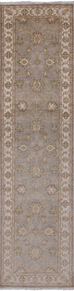 Grey Peshawar Hand Knotted Wool Runner Rug - 2' 7" X 9' 7" - Golden Nile