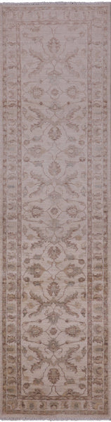 Ivory Peshawar Handmade Wool Runner Rug - 2' 6" X 9' 9" - Golden Nile