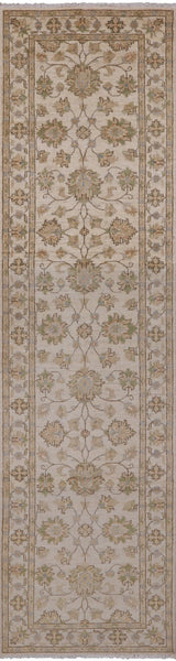 Ivory Peshawar Hand Knotted Wool Runner Rug - 2' 7" X 9' 9" - Golden Nile
