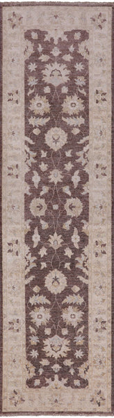 Brown Peshawar Hand Knotted Runner Rug - 2' 9" X 9' 7" - Golden Nile