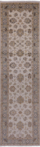 Ivory Peshawar Handmade Wool Runner Rug - 2' 7" X 9' 8" - Golden Nile