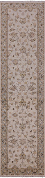 Ivory Peshawar Handmade Wool Runner Rug - 2' 7" X 9' 10" - Golden Nile