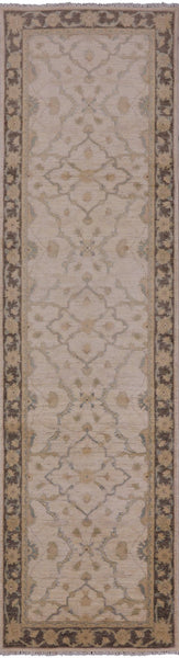 Ivory Peshawar Hand Knotted Runner Rug - 2' 8" X 9' 7" - Golden Nile