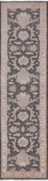 Grey Peshawar Handmade Wool Runner Rug - 2' 8" X 9' 9" - Golden Nile