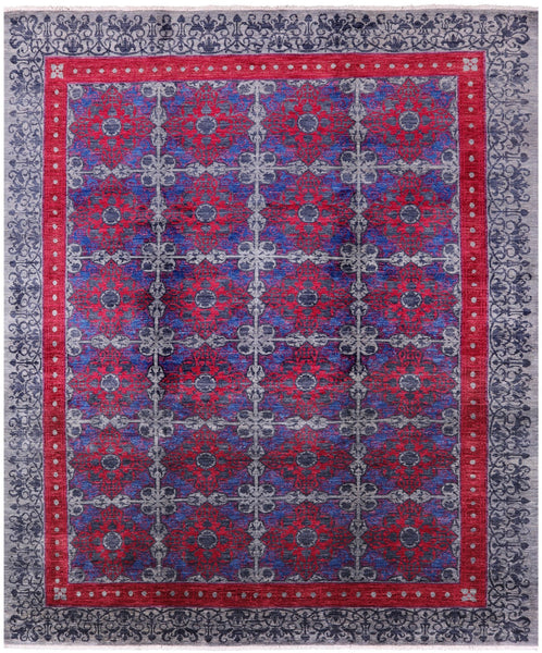 Grey William Morris Hand Knotted Wool Rug - 10' 0" X 11' 10" - Golden Nile