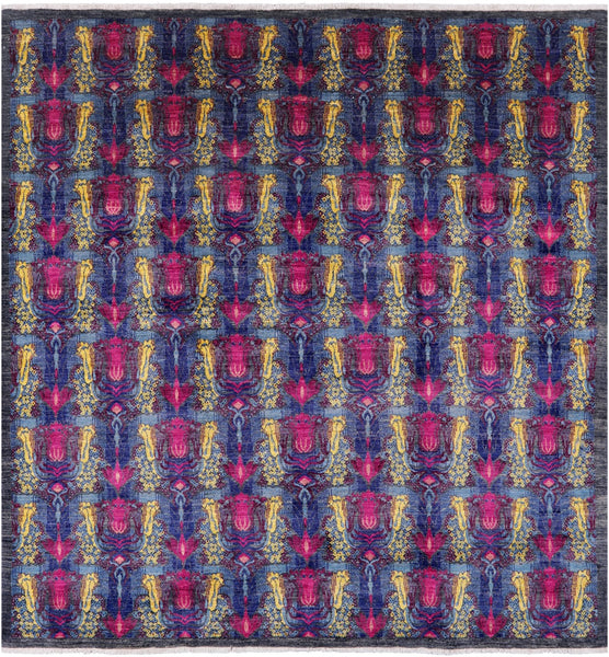 Square William Morris Hand Knotted Wool Rug - 8' 0" X 8' 3" - Golden Nile