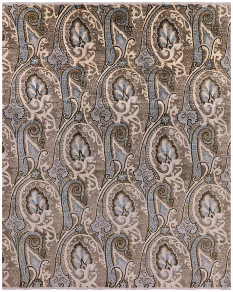 William Morris Handmade Wool Rug - 8' 1" X 10' 1" - Golden Nile