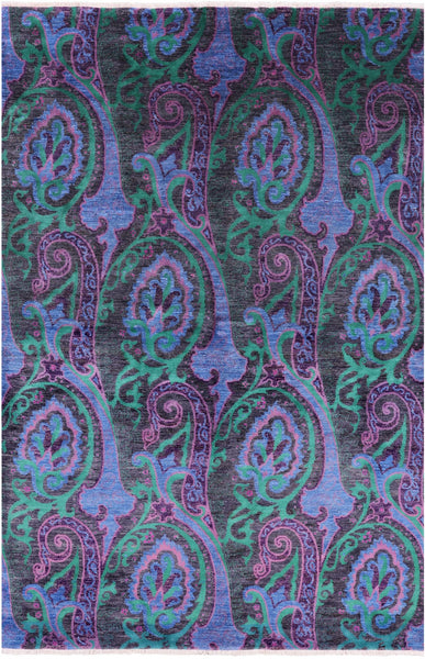 William Morris Hand Knotted Wool Rug - 6' 0" X 9' 0'' - Golden Nile