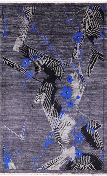 William Morris Hand Knotted Wool Rug - 5' 1" X 8' 0" - Golden Nile