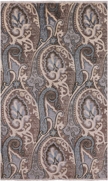 William Morris Handmade Wool Rug - 4' 11" X 8' 2" - Golden Nile