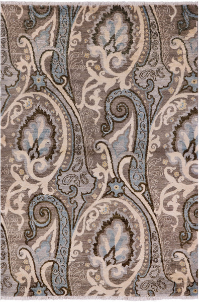 William Morris Handmade Wool Rug - 4' 0" X 5' 10" - Golden Nile