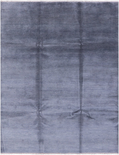 Grey Savannah Grass Hand Knotted Wool & Silk Rug - 7' 11" X 10' 0" - Golden Nile