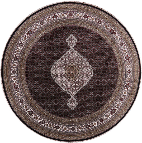 Round Bijar Handmade Wool & Silk Rug - 10' 0" X 10' 0" - Golden Nile