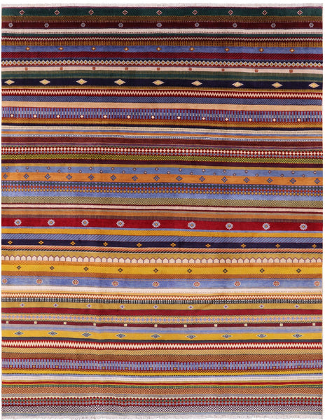 Tribal Persian Gabbeh Hand Knotted Wool Rug - 8' 0" X 10' 1" - Golden Nile