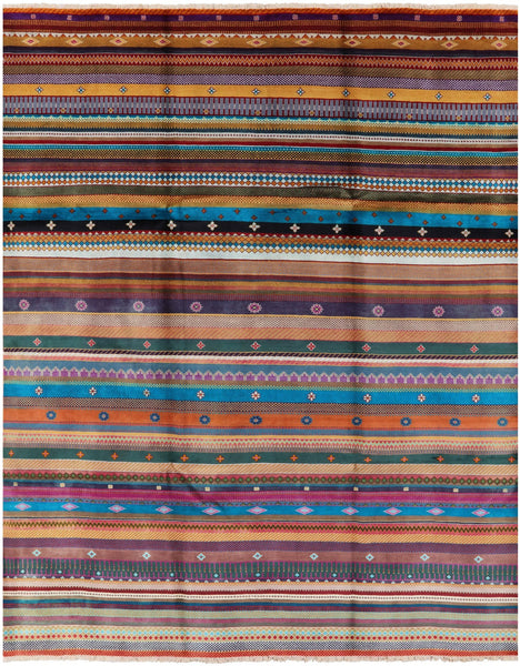 Persian Gabbeh Tribal Hand Knotted Wool Rug - 8' 1" X 10' 1" - Golden Nile