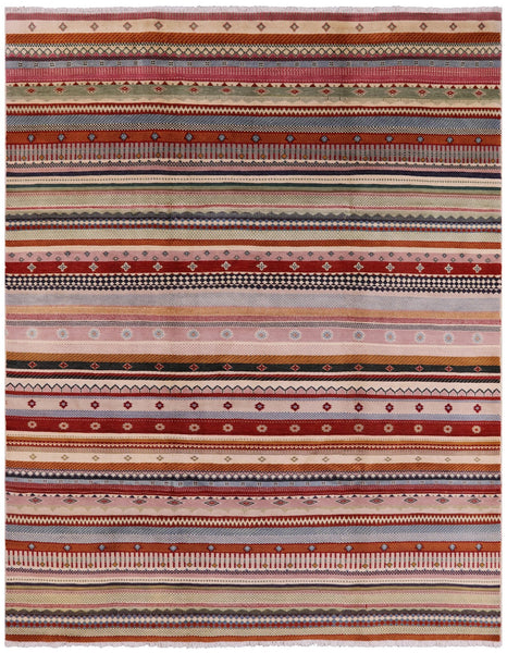 Persian Gabbeh Tribal Hand Knotted Wool Rug - 7' 11" X 9' 11" - Golden Nile