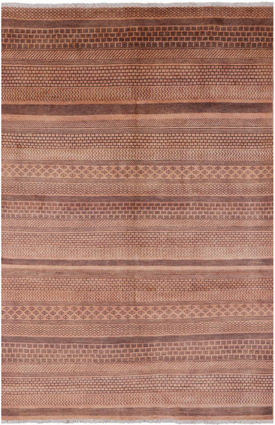 Tribal Persian Gabbeh Hand Knotted Wool Rug - 6' 0" X 8' 11" - Golden Nile