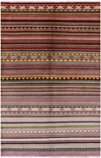 Tribal Persian Gabbeh Handmade Wool Rug - 6' 0" X 9' 1" - Golden Nile