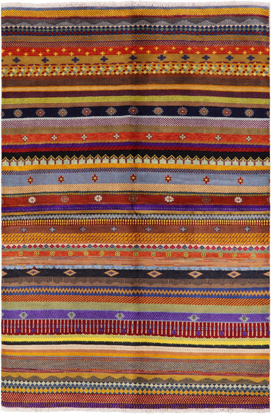 Persian Gabbeh Handmade Wool Rug - 5' 2" X 7' 9" - Golden Nile