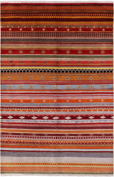 Persian Gabbeh Handmade Wool Rug - 5' 0" X 7' 6" - Golden Nile