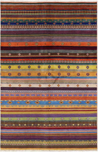 Persian Gabbeh Hand Knotted Wool Rug - 5' 0" X 7' 7" - Golden Nile