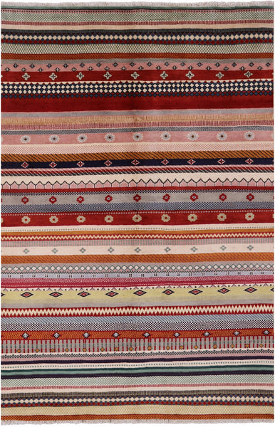 Tribal Gabbeh Handmade Wool Rug - 5' 0" X 7' 6" - Golden Nile