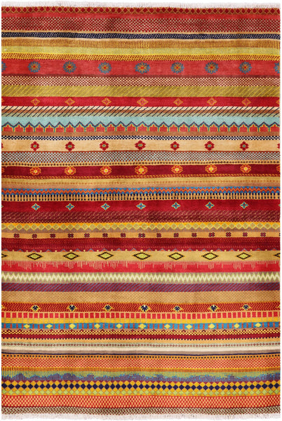 Persian Gabbeh Hand Knotted Wool Rug - 4' 2" X 6' 0" - Golden Nile